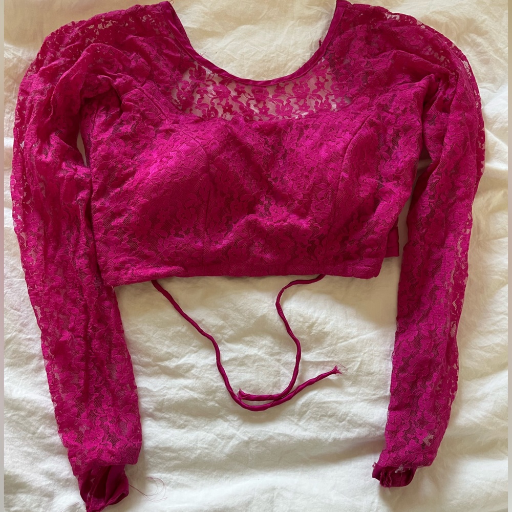 Fuchsia Indian/Pakistani lace designer padded blouse for Saree & Lehenga